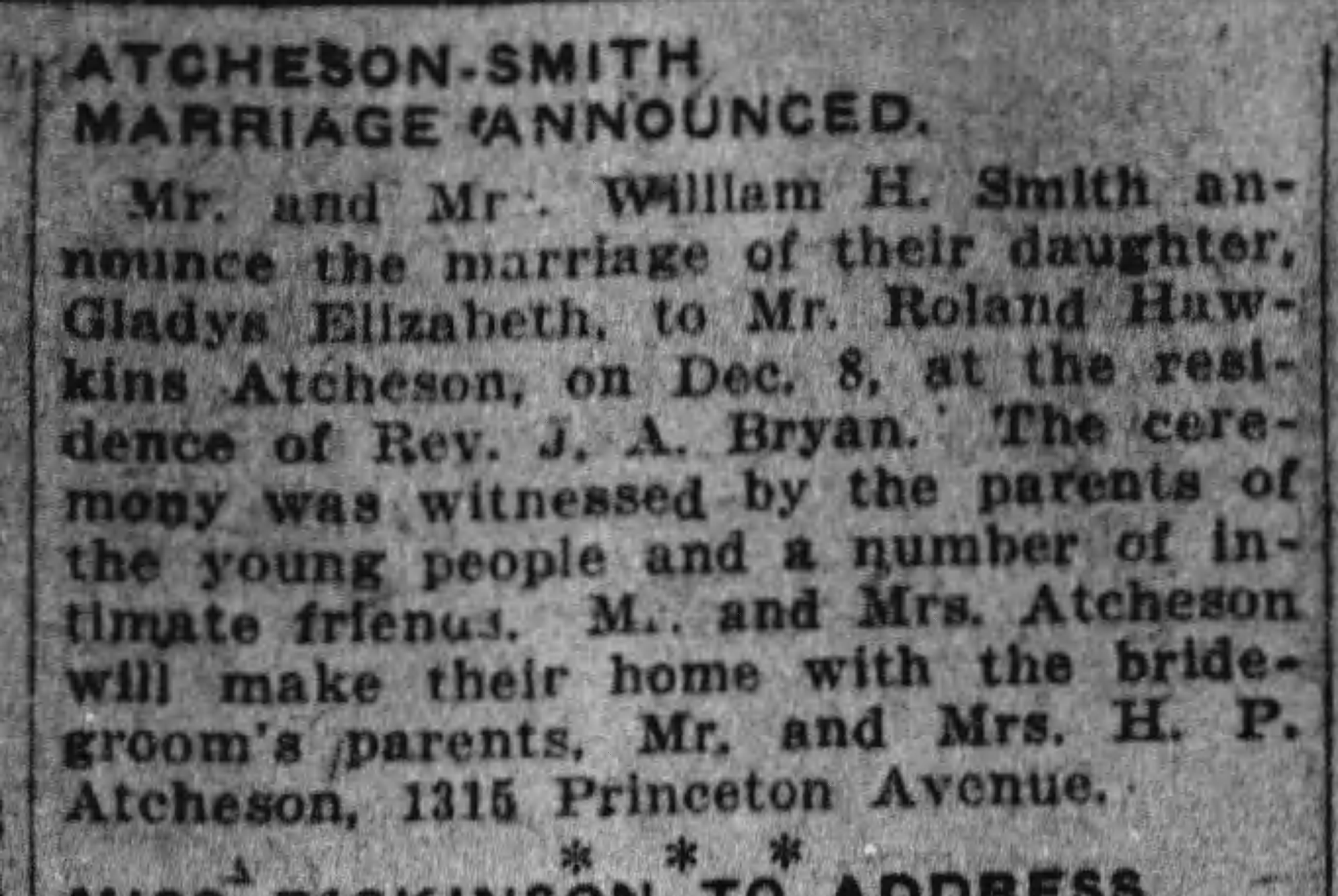 Atcheson-Smith Marriage Announced